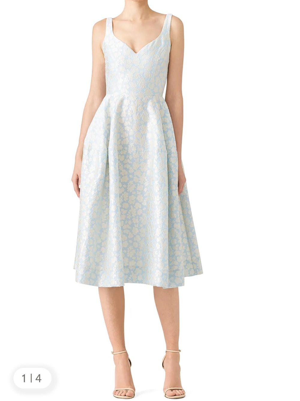 Jill Stuart Light Blue Floral Jacquard Midi Dress